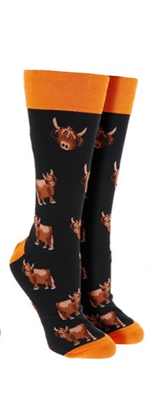 Sock Society Highland Cow Black/Orange Men's Sock
