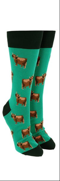 Sock Society Highland Cow Black/Green Men's Sock