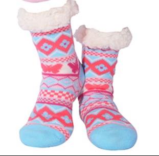 Nuzzles Ladies Butterfly Pink Slipper Socks
