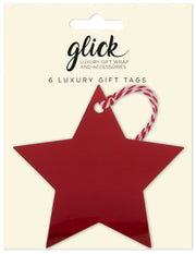 Glick Red Foil Star Tag Pack Of 6*