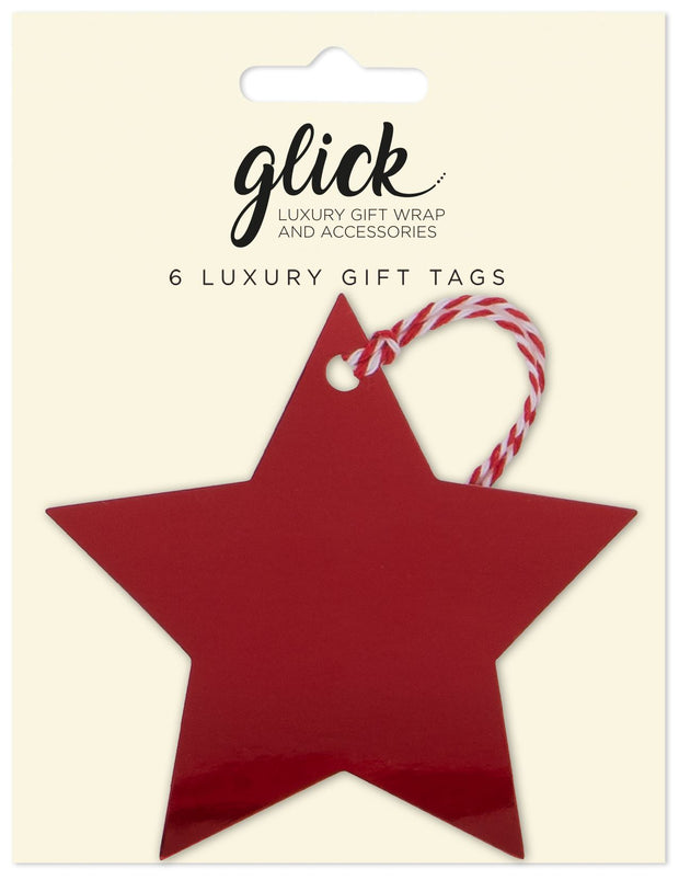 Glick Red Foil Star Tag Pack Of 6*