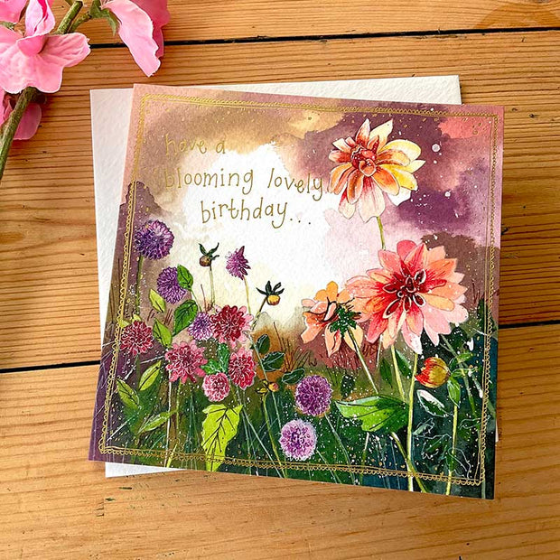 Alex Clark Blooming Lovely Birthday Dahlias Card*