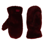 Zelly Burgundy Faux Fur Ladies Mittens**
