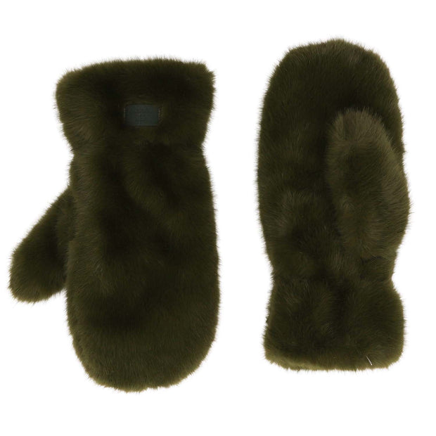 Zelly Green Faux Fur Ladies Mittens**