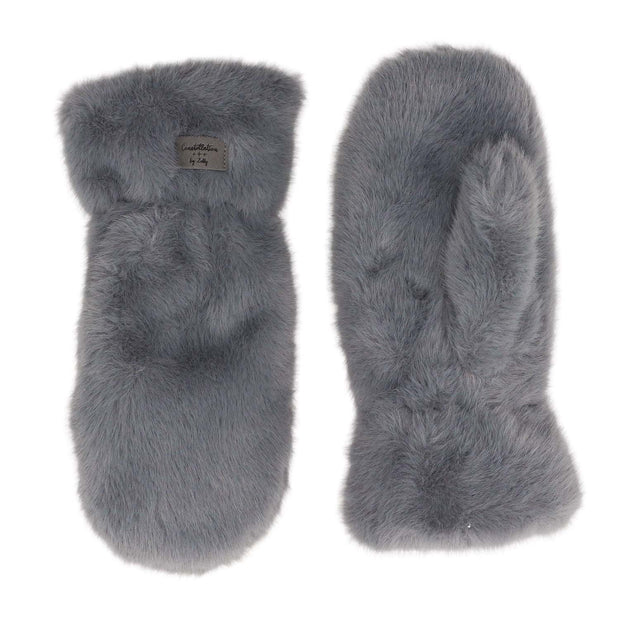 Zelly Grey Faux Fur Ladies Mittens**