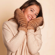 Zelly Coffee Faux Fur Ladies Mittens**