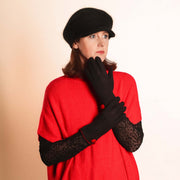 Zelly Black Button Detail Gloves**