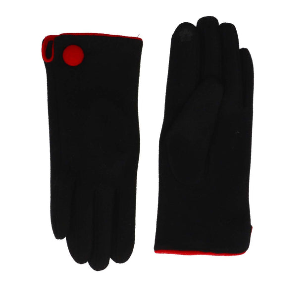 Zelly Black Button Detail Gloves**