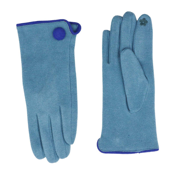 Zelly Blue Button Detail Gloves**