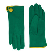 Zelly Green Button Detail Gloves**