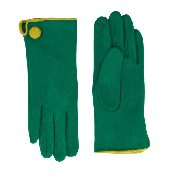 Zelly Green Button Detail Gloves**