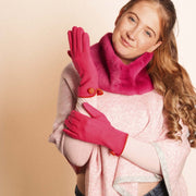 Zelly Pink Button Detail Gloves**