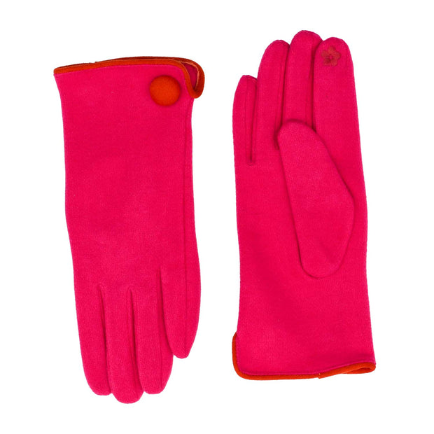 Zelly Pink Button Detail Gloves**