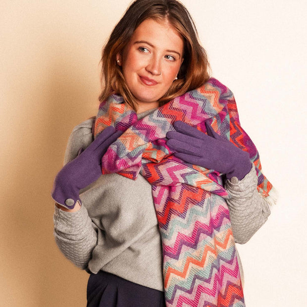 Zelly Lilac Button Detail Gloves**