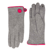 Zelly Grey Button Detail Gloves**