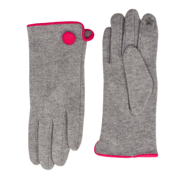 Zelly Grey Button Detail Gloves**