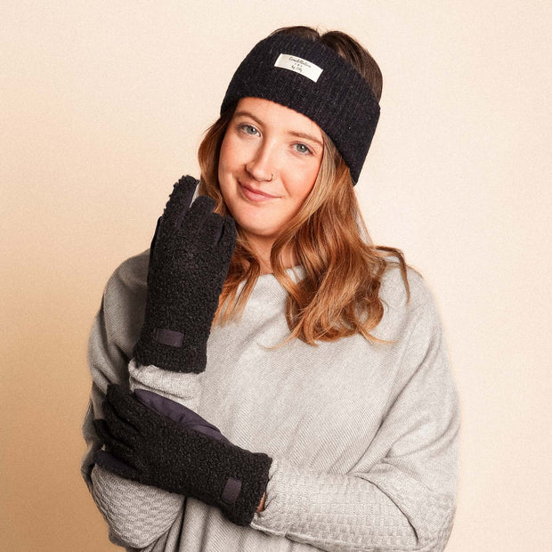 Zelly Navy Teddy Gloves**