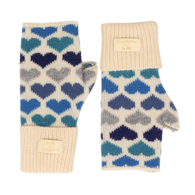 Zelly Blue Heart Fingerless Gloves**