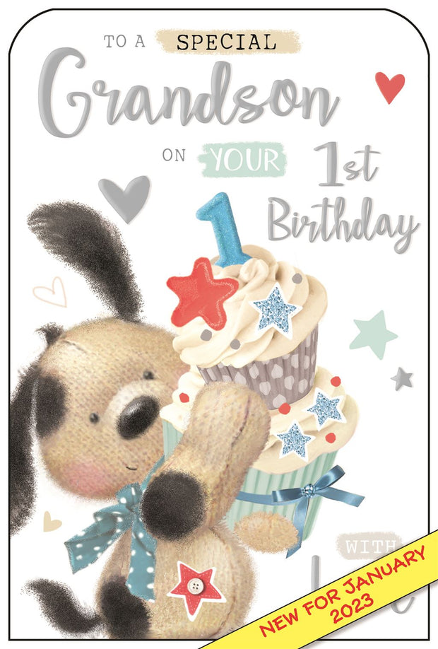 Jonny Javelin Grandson 1st Birthday Card **