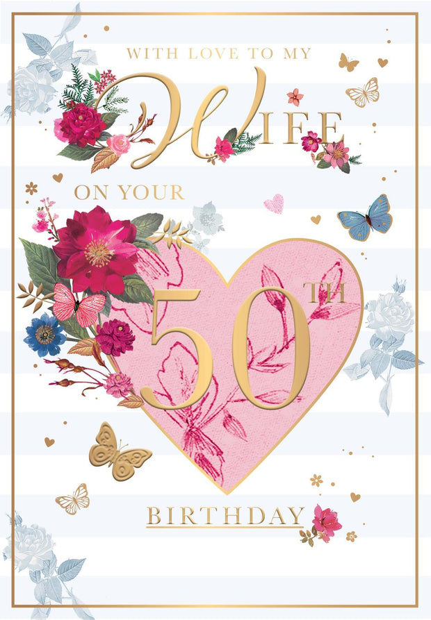 Words N Wishes Wife 50th Birthday Card*