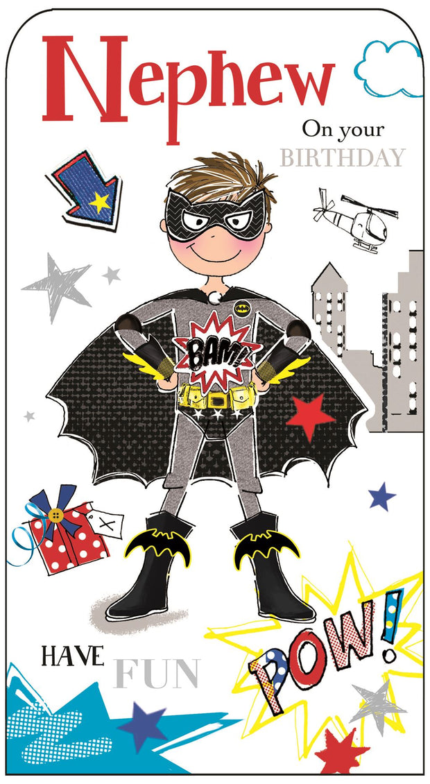 Jonny Javelin Nephew Superhero Birthday Card*