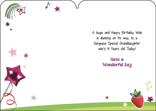 Jonny Javelin Granddaughter 4th Birthday Card
