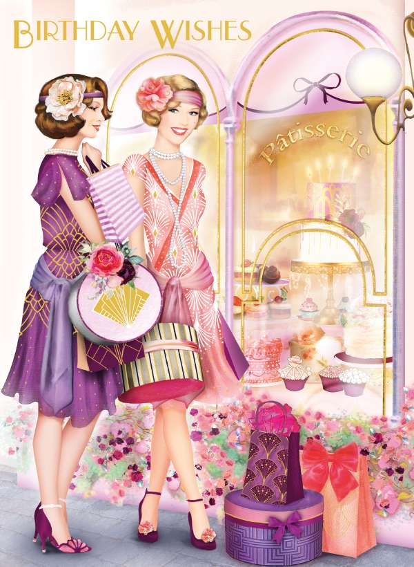 Noel Tatt Art Deco Ladies Birthday Card*