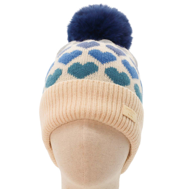 Zelly Blue Hearts Pom Pom Hat**