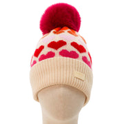 Zelly Pink Hearts Pom Pom Hat**