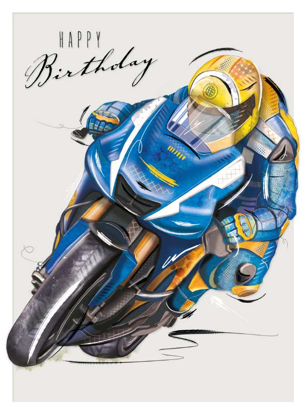 Noel Tatt Motorbike Birthday Card*