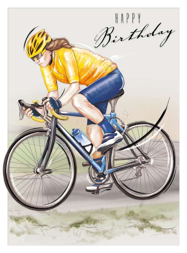 Noel Tatt Female Cyclist Birthday Card*