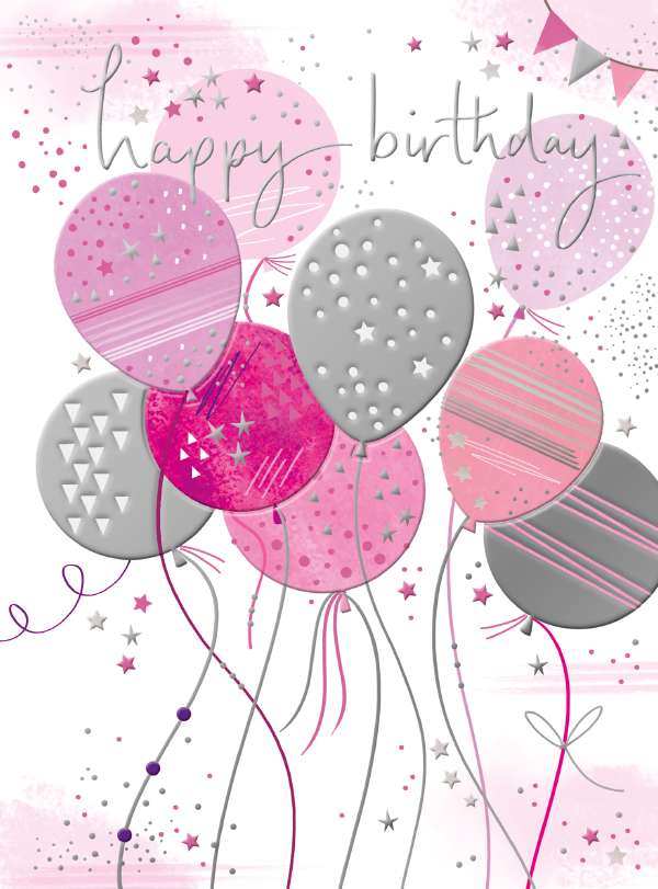 Noel Tatt Pink Balloons Birthday Card*
