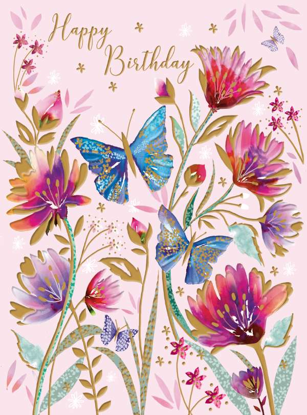 Noel Tatt Floral Butterflies Birthday Card