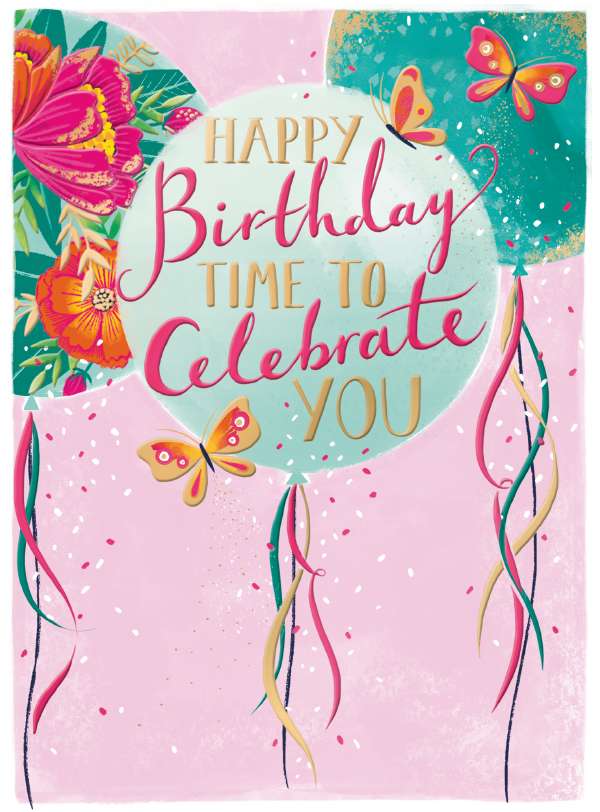 Noel Tatt Floral Balloons Birthday Card*