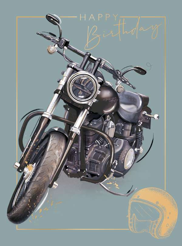 Noel Tatt Classic Motorbike Birthday Card*