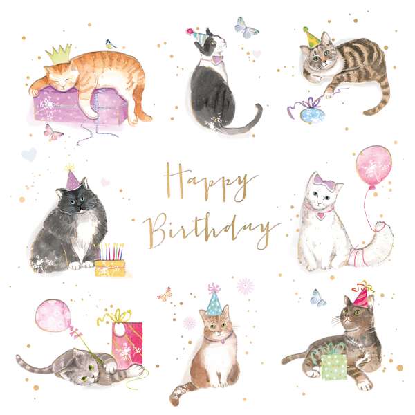 Noel Tatt Cat Party Birthday Card*