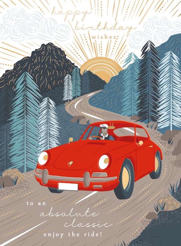 Noel Tatt Classic Car Birthday Card*