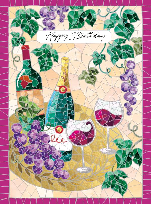 Noel Tatt Wine Birthday Card*