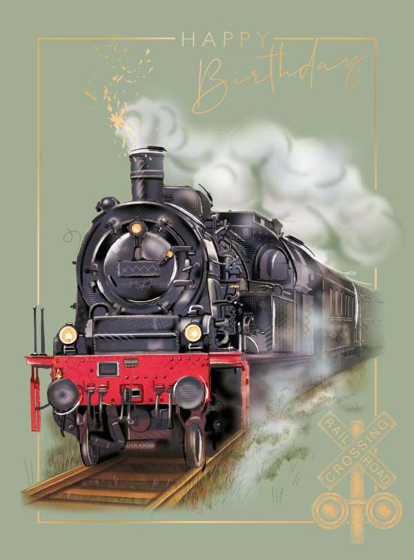 Noel Tatt Steam Train Birthday Card*