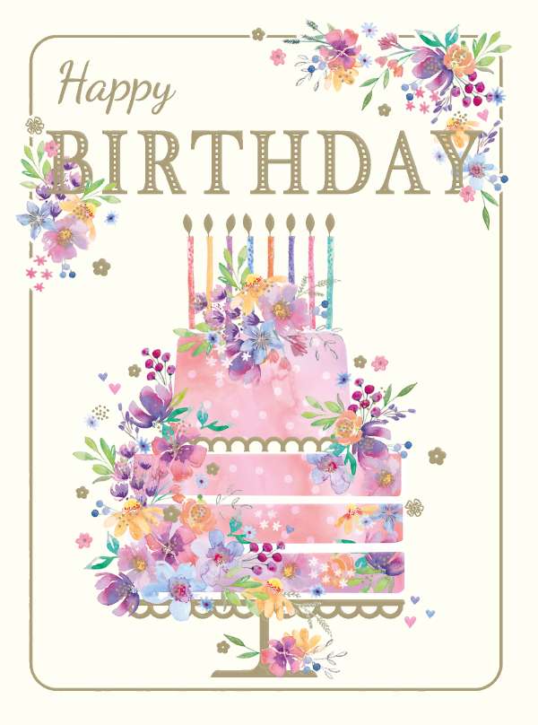 Noel Tatt Floral Cake Birthday Card*