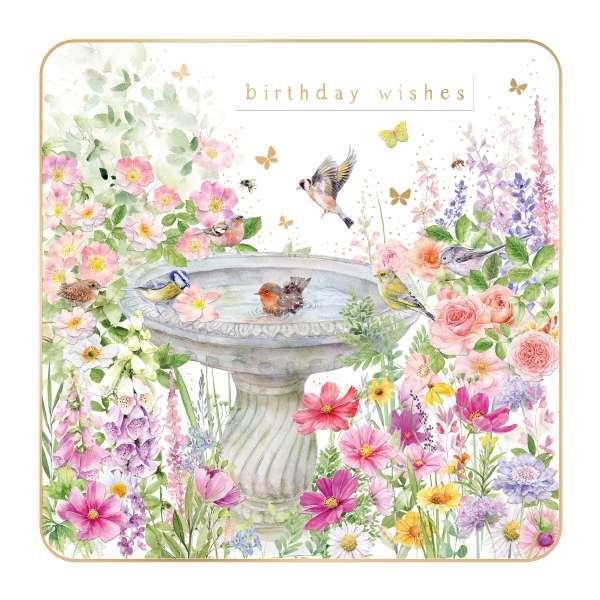Noel Tatt Floral Birdbath Birthday Card*