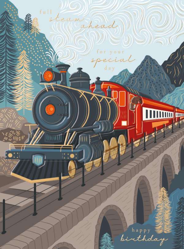 Noel Tatt Steam Train Birthday Card*