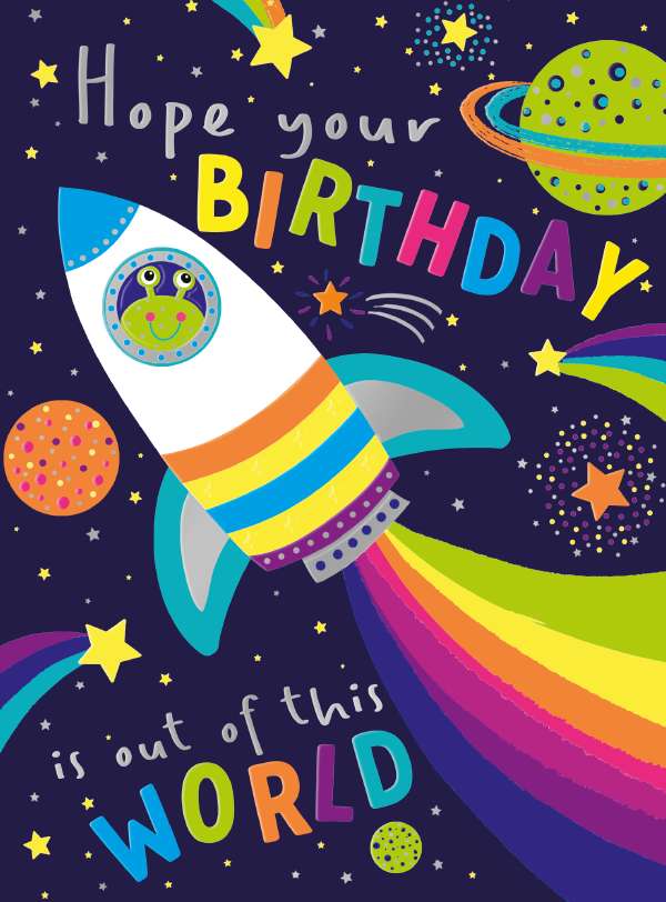 Noel Tatt Rocket Birthday Card*