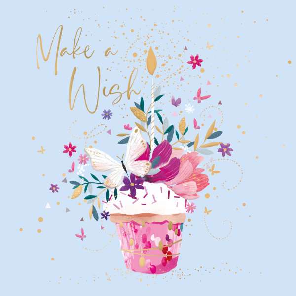 Noel Tatt Bright Floral Cupcake Birthday Card