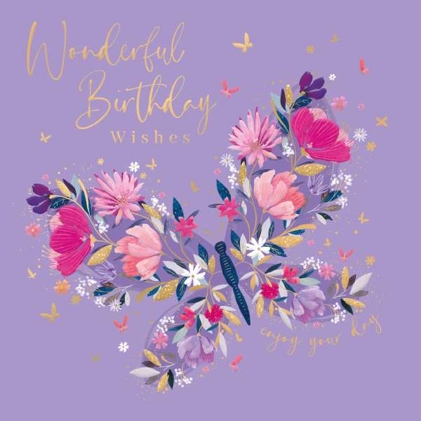 Noel Tatt Bright Floral Butterfly Birthday Card