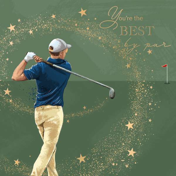 Noel Tatt Golfer Taking A Shot Birthday Card