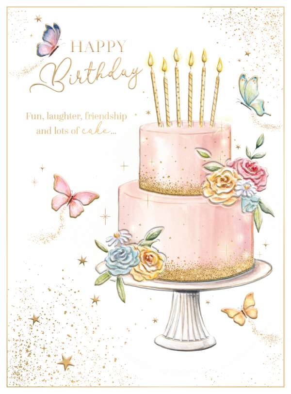 Noel Tatt Double-Tiered Birthday Cake Birthday Card