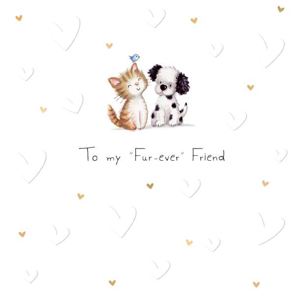 Noel Tatt Cute Sketchy Cat and Dog Birthday Card