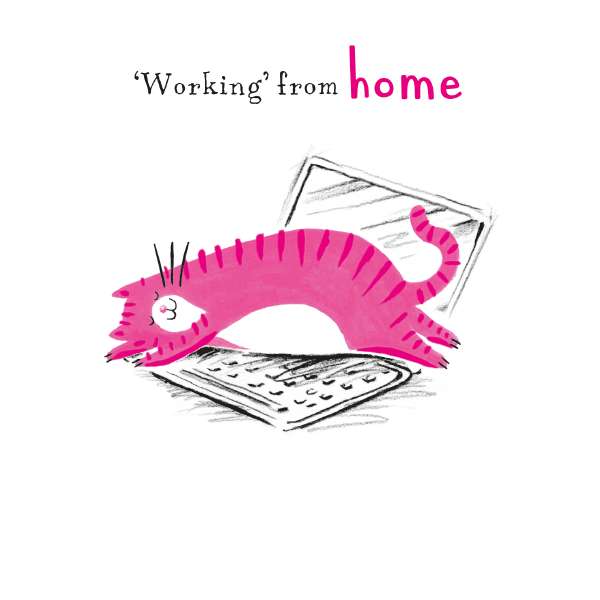 Noel Tatt Cat 'Working From Home' Blank Card