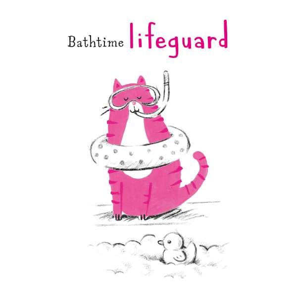 Noel Tatt Cat 'Bathtime lifeguard' Blank Card